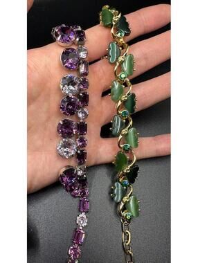 Vintage Green and Purple Necklace Set